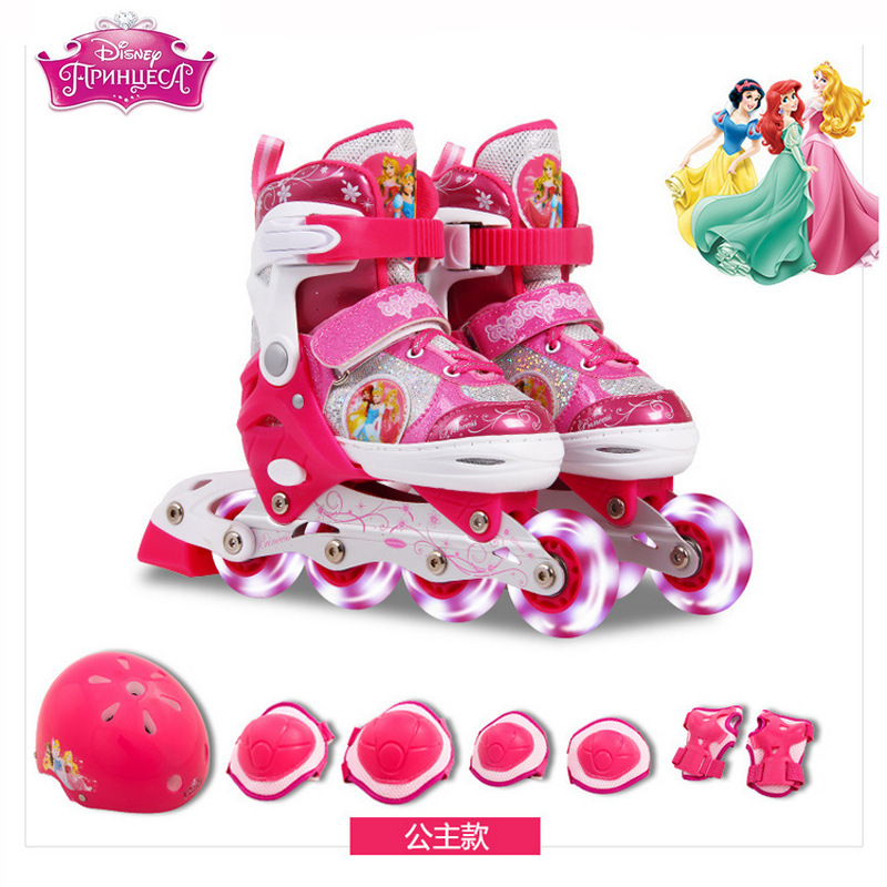 Boys and Girls Roller Skates Inline Skates Adjustable Full Flash Children the Skating Shoes Full Set Protective Gear