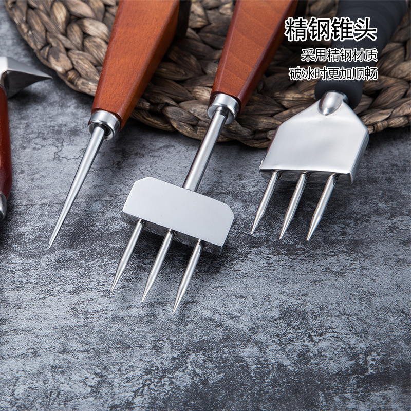 Japanese-Style Three-Fork Ice Cone Three-Head Ice Cone Single-Fork Ice Cone Cutting Skates Cut Skates Bar