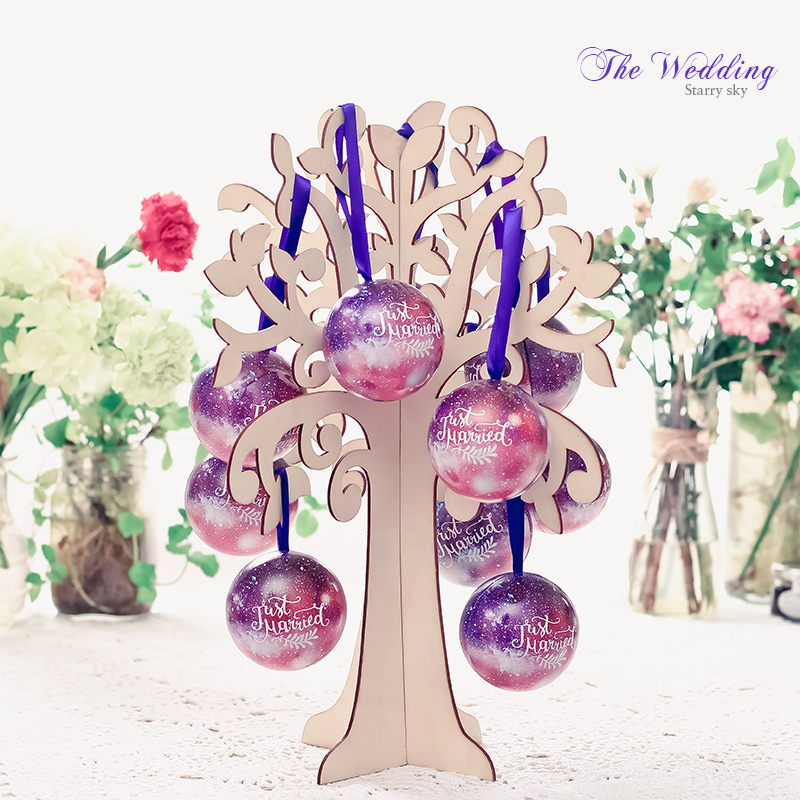 Star wedding candy box round shape tinplate small love tree ferrero candy box package