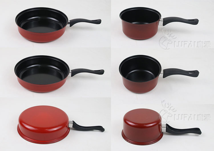 Colorful Best Luck Year by Year Three-Piece Non-Smoking Non-Stick Pan Cooking Set Pot Soup Pot Fry Pan Milk Pot Pan Gift