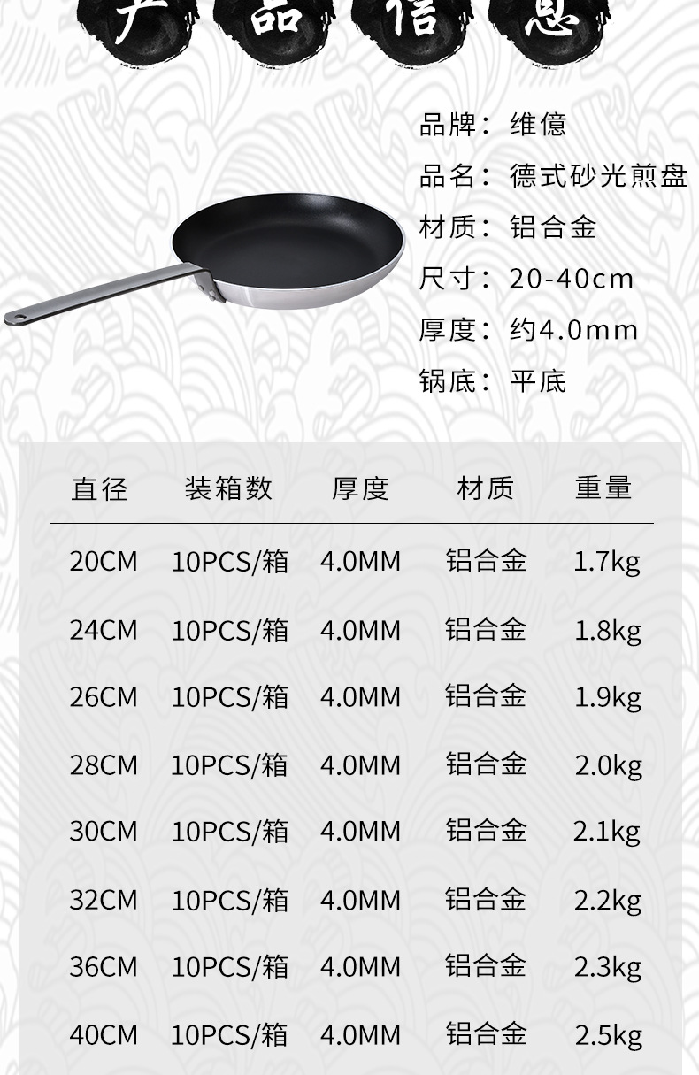 German Sanding Fry Pan Aluminum Alloy Frying Pan Non-Stick Pan Universal Pan Wok Steak Frying Pan Factory Direct Sales