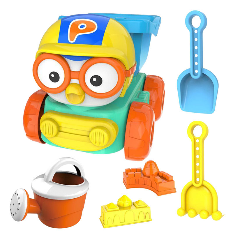 Pororo Children&#039;s Beach Toys Bangbang Dragon Beach Bucket Play Hourglass Play Sand Play Water Sand Shovel Tool Set