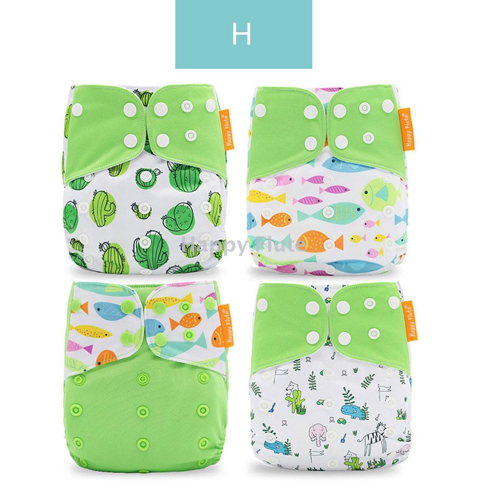 Happy flute  4pcsper set Washable Cloth Diaper Cover Adjustable Nappy Reusable Cloth Diapers 