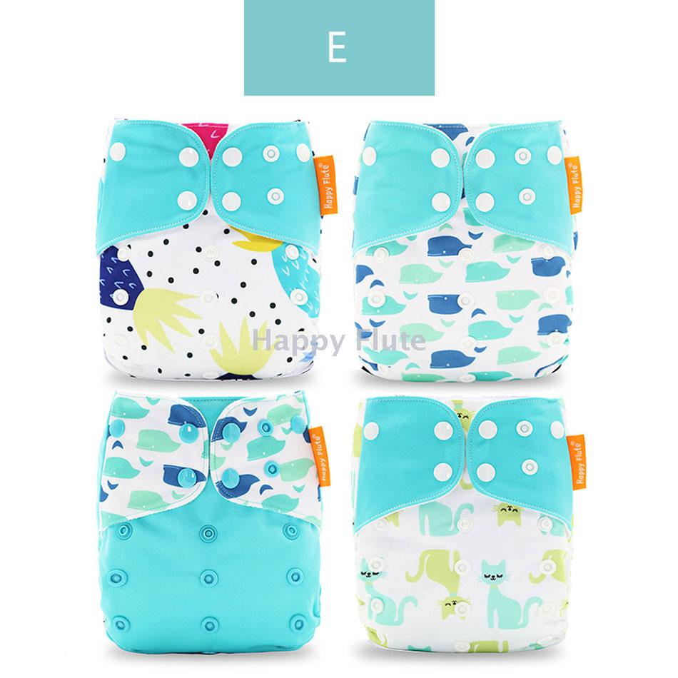 Happy flute  4pcsper set Washable Cloth Diaper Cover Adjustable Nappy Reusable Cloth Diapers 