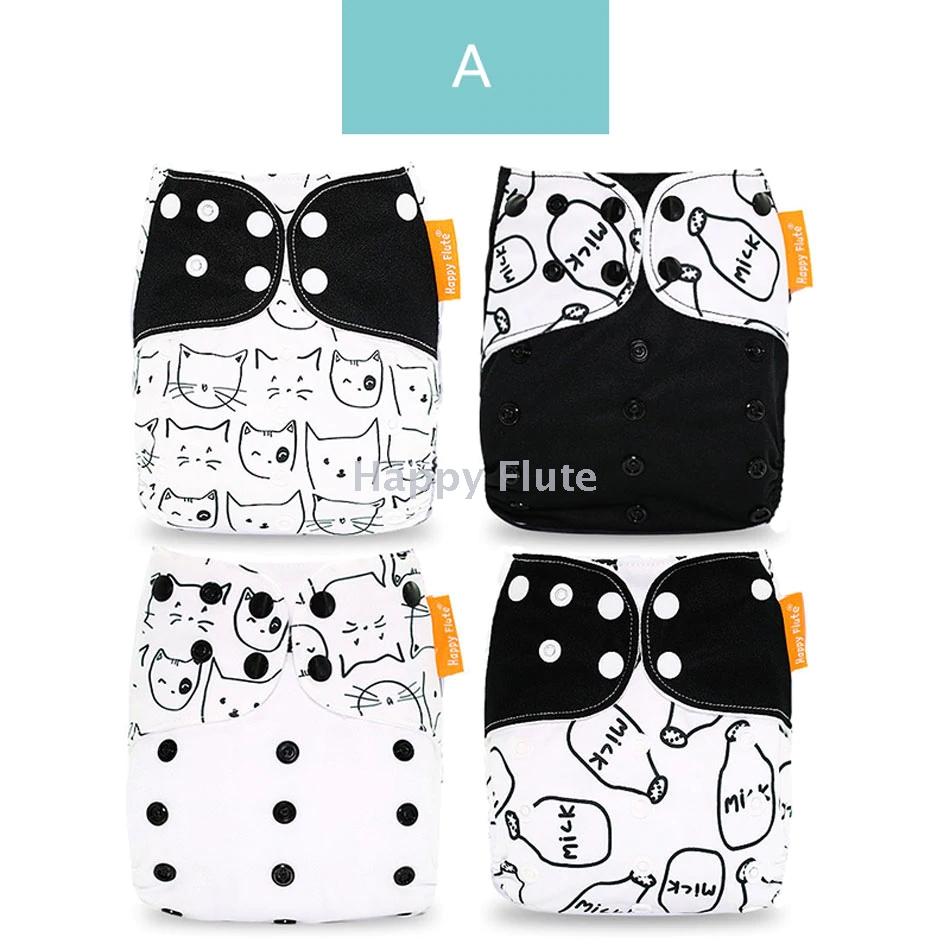 Happy flute  4pcsper set Washable Cloth Diaper Cover Adjustable Nappy Reusable Cloth Diapers 