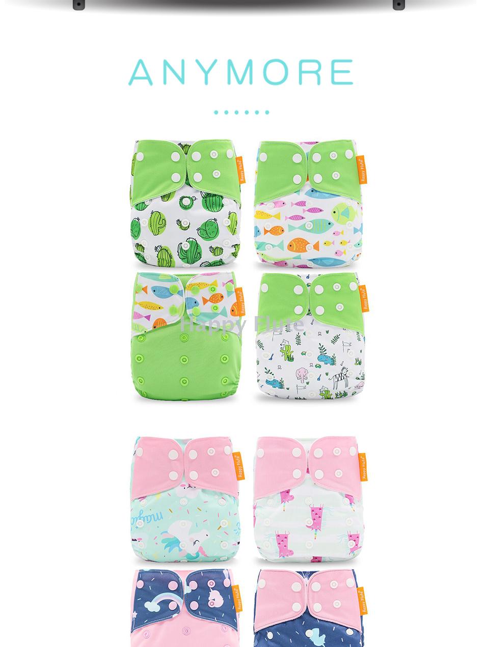 Happy flute  4pcsper set Washable Cloth Diaper Cover Adjustable Nappy Reusable Cloth Diapers 