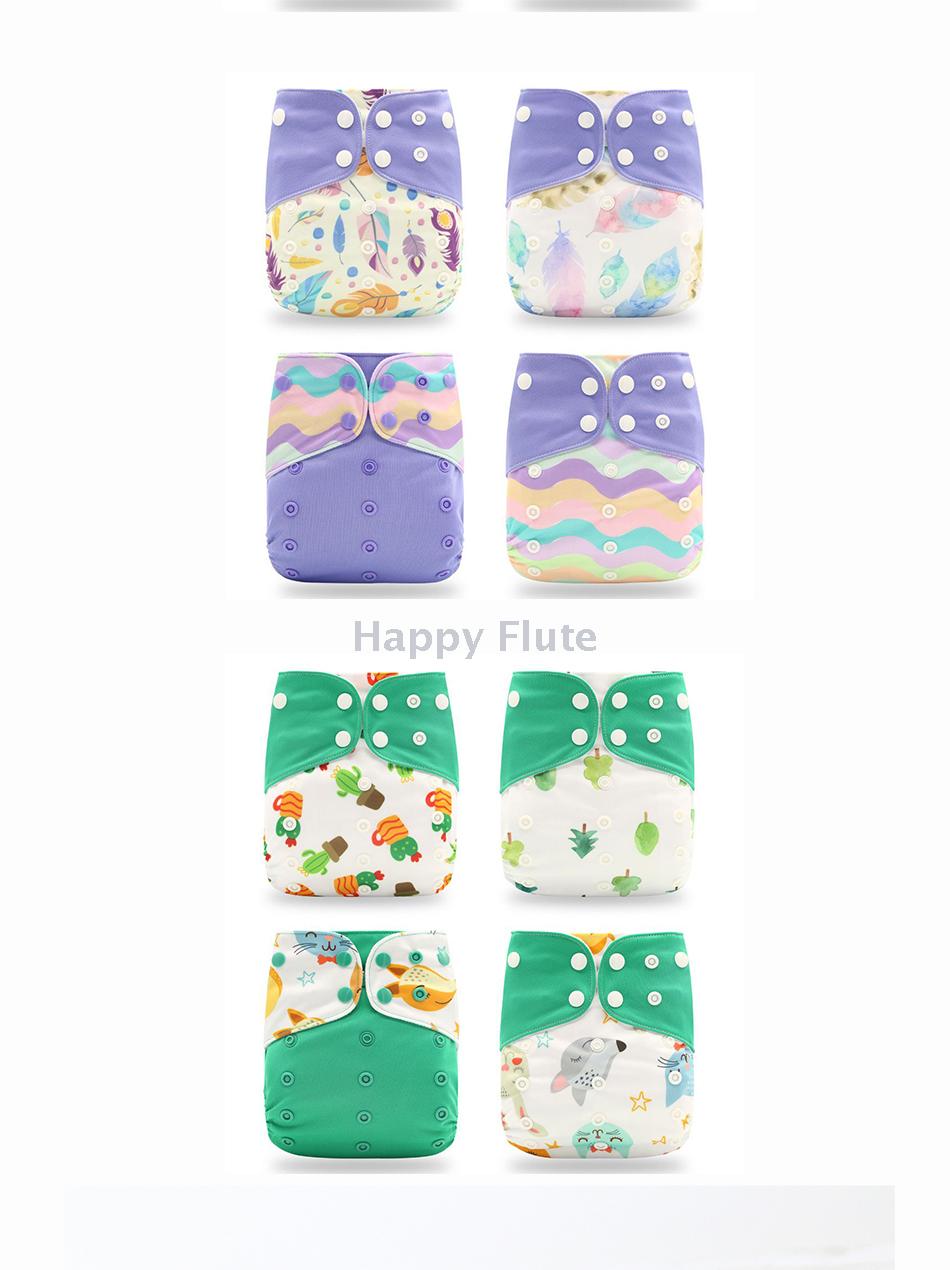 Happy flute  4pcsper set Washable Cloth Diaper Cover Adjustable Nappy Reusable Cloth Diapers 