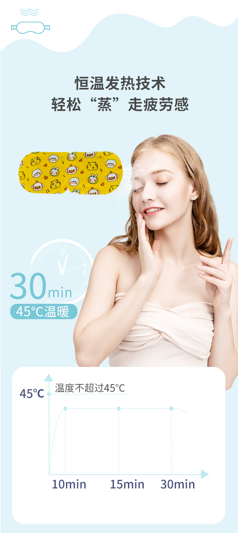 Cartoon Steam Eyeshade 5 Pieces Boxed Travel Sleep Eye Fatigue Eye Shield Student Lunch Break Boutique Eye Mask
