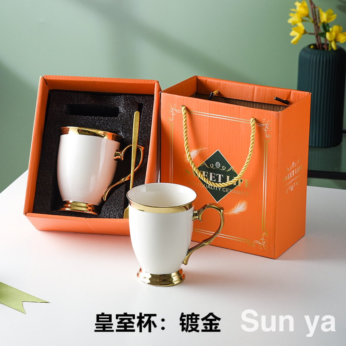 Creative Gold Plated European Goblet Ceramic Cup Personality Mug