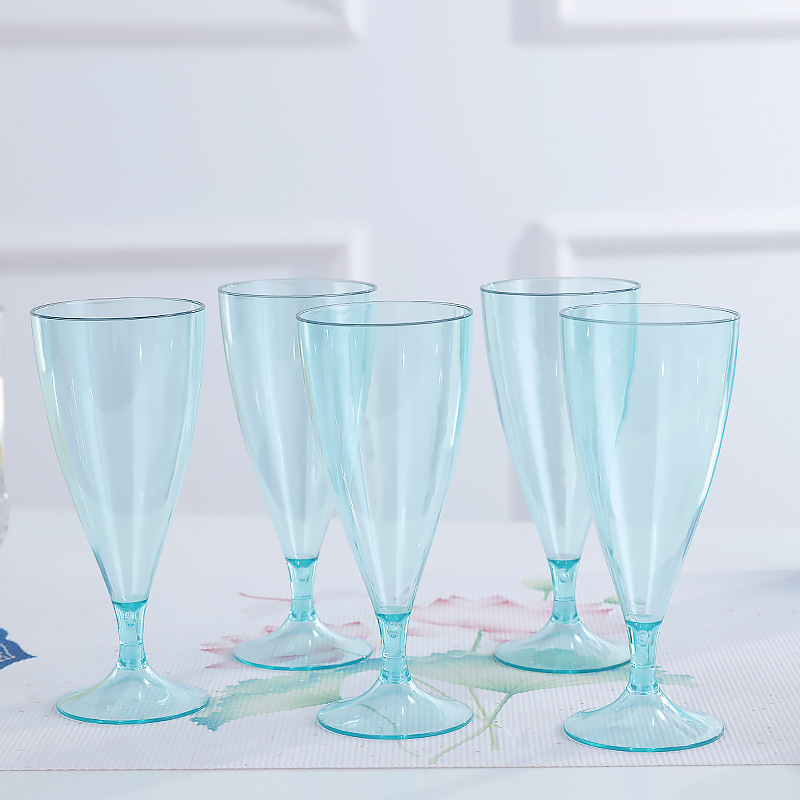 Factory Direct Sales Bar KTV Red Wine Glass PS Multicolor Transparent Plastic Cup Plastic Cocktail Goblet Wholesale