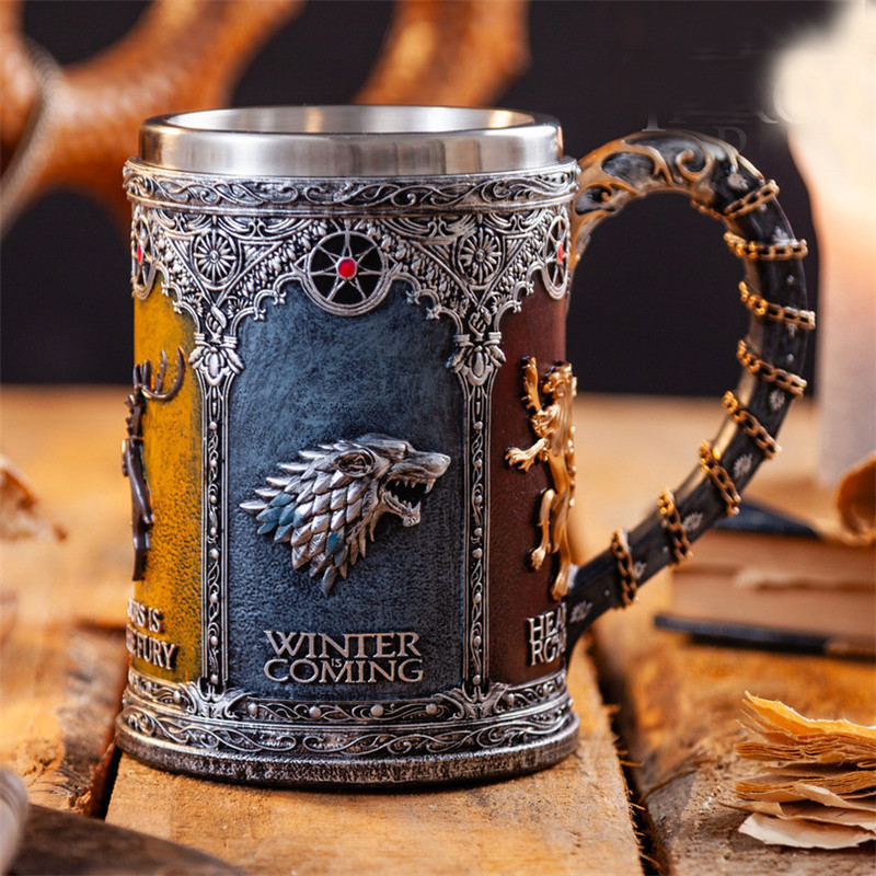 Song of Ice and Fire Game of Rights Cup Bar Creative 3D Sculpture Stainless Steel Beer Jar Goblet