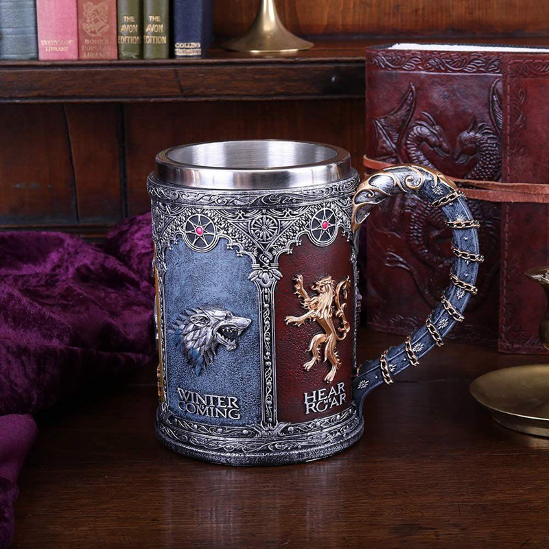 Song of Ice and Fire Game of Rights Cup Bar Creative 3D Sculpture Stainless Steel Beer Jar Goblet
