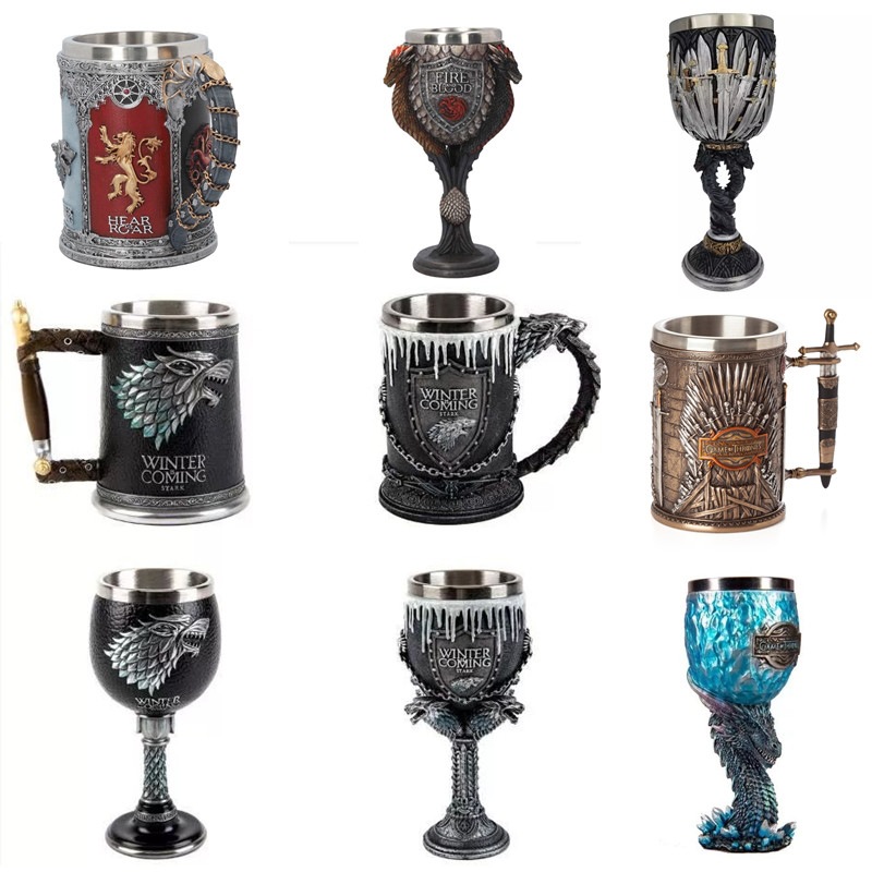 Song of Ice and Fire Game of Rights Cup Bar Creative 3D Sculpture Stainless Steel Beer Jar Goblet