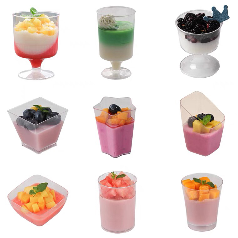 Tass Disposable Hard Plastic Airplane Cup Mousse Cup Pudding Cup Dessert Table Goblet Mini Oblique Jelly