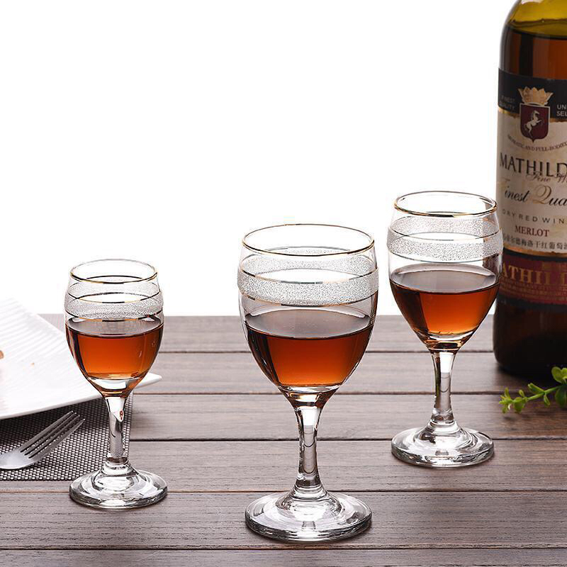 6 Household Golden Rim Wine Glasses 6 Crystal Glass Goblet Set Small Liquor Cup Small Cup