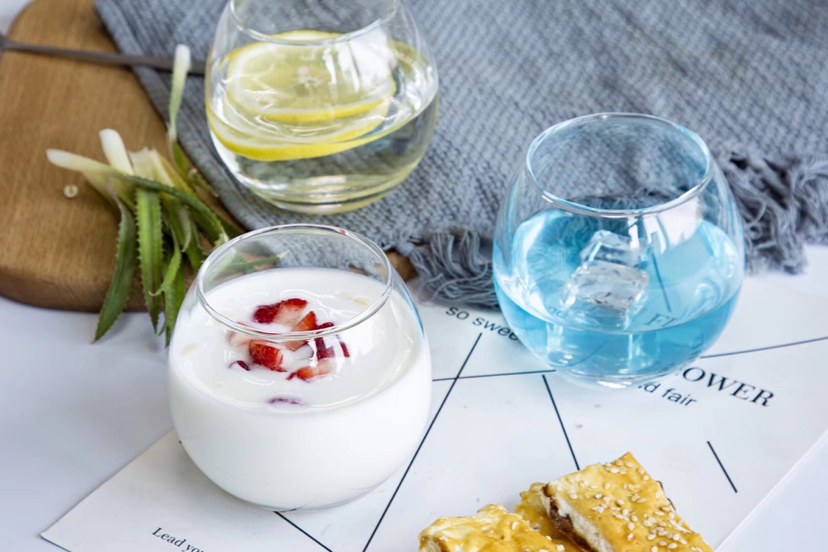 New Glass round Eggcup Goblet Milkshake Ice Cream Dessert Cup Q-Shape Cup Juice Cup