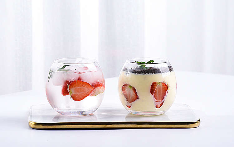 New Glass round Eggcup Goblet Milkshake Ice Cream Dessert Cup Q-Shape Cup Juice Cup