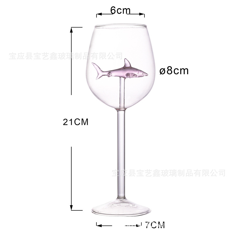 Creative Glass Shark Glass Wine Goblet Colored Glass Goblet Wine Glass 