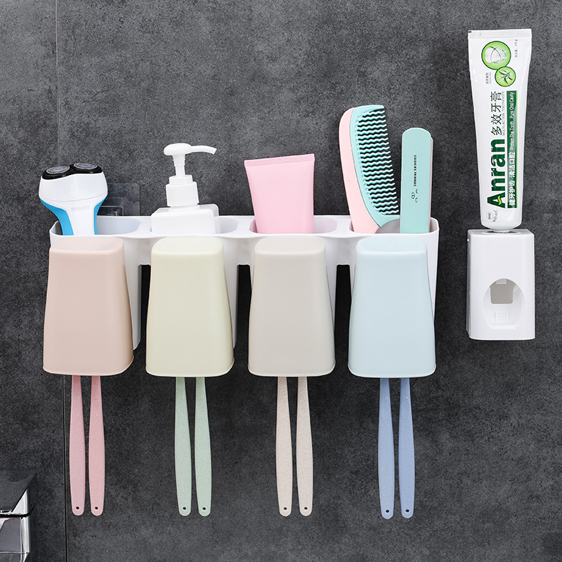 Wall-Mounted Toothbrush Holder Set Toothpaste Box Storage Rack Creative Mouthwash Cup Tooth Cup Wall-Mounted Tooth Glass