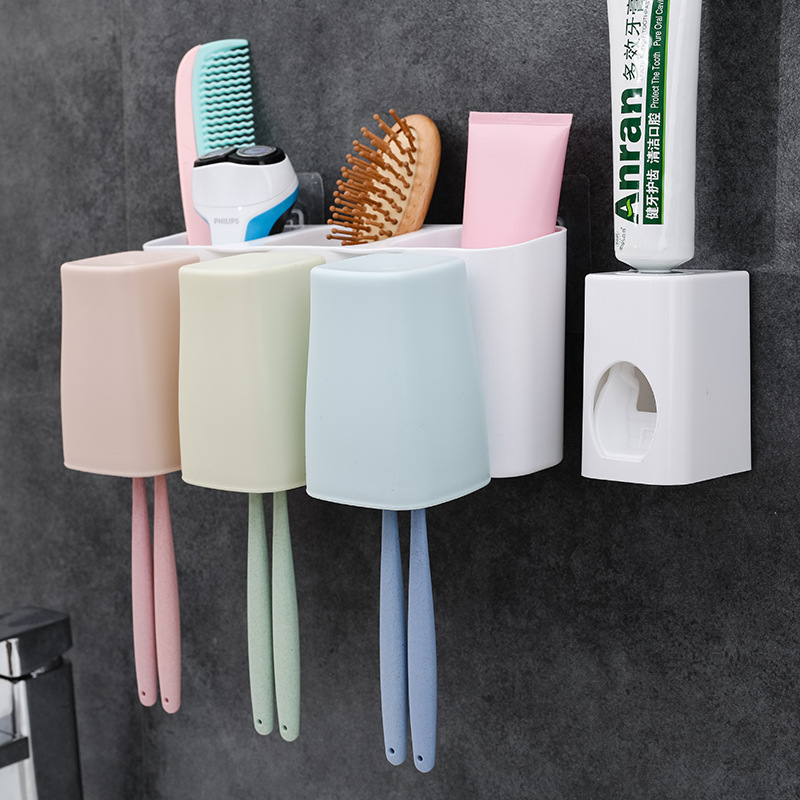 Wall-Mounted Toothbrush Holder Set Toothpaste Box Storage Rack Creative Mouthwash Cup Tooth Cup Wall-Mounted Tooth Glass