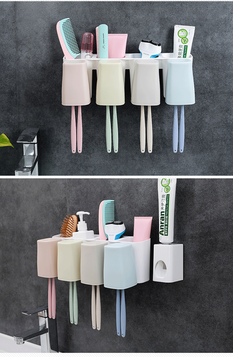 Wall-Mounted Toothbrush Holder Set Toothpaste Box Storage Rack Creative Mouthwash Cup Tooth Cup Wall-Mounted Tooth Glass Wall-Mounted Toothbrush Holder Set Toothpaste Box Storage Rack Creative Mouthwash Cup Tooth Cup Wall-Mounted Tooth Glass