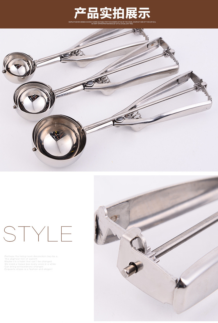 Stainless Steel Ice-Cream Spoon Ball Scoop Fruit Ball Scoop Ice-Cream Spoon Ice Cream Spoon Direct Sales Batch