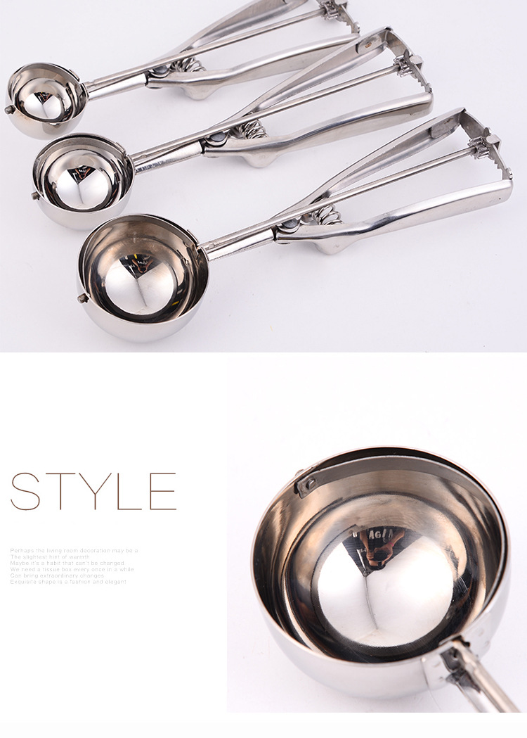 Stainless Steel Ice-Cream Spoon Ball Scoop Fruit Ball Scoop Ice-Cream Spoon Ice Cream Spoon Direct Sales Batch