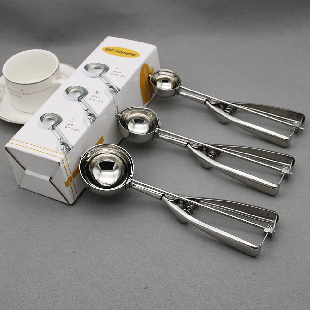 Boxed Three-Piece Stainless Steel Ice Cream Melon Baller Ice-Cream Spoon Ice Cream Spoon Fruit Scoop Melon Baller