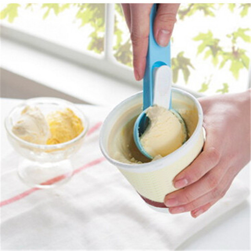 Factory Direct Sale Kitchen Tools Plastic Ice-Cream Spoon Fruit Ball Scoop Pop-up Ice Cream Jelly Spoon