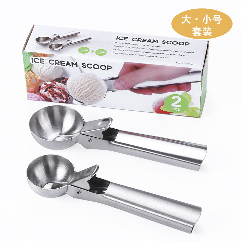 Amazon Hot Sale Stainless Steel Sanding Ice-Cream Spoon Stainless Steel Thickened Ice Cream Spoon Ice Cream Ball Scoop