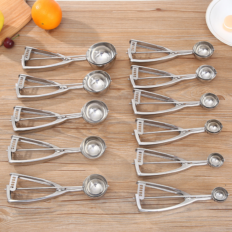 Amazon New Thickened 304 Stainless Steel Ice-Cream Spoon Ice Cream Measuring Spoon Fruit Ball Scoop Ice Cream Spoon
