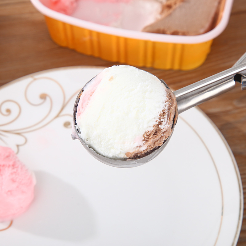 Amazon New Thickened 304 Stainless Steel Ice-Cream Spoon Ice Cream Measuring Spoon Fruit Ball Scoop Ice Cream Spoon