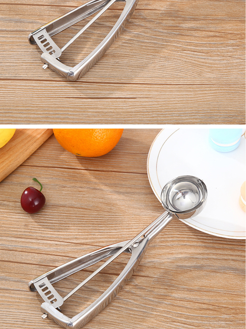 Amazon New Thickened 304 Stainless Steel Ice-Cream Spoon Ice Cream Measuring Spoon Fruit Ball Scoop Ice Cream Spoon