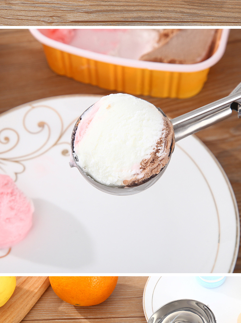 Amazon New Thickened 304 Stainless Steel Ice-Cream Spoon Ice Cream Measuring Spoon Fruit Ball Scoop Ice Cream Spoon