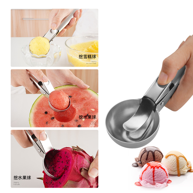 304 Stainless Steel Sanding Ice-Cream Spoon Two-Piece Stainless Steel Thickened Ice Cream Spoon Ice Cream Ball Scoop