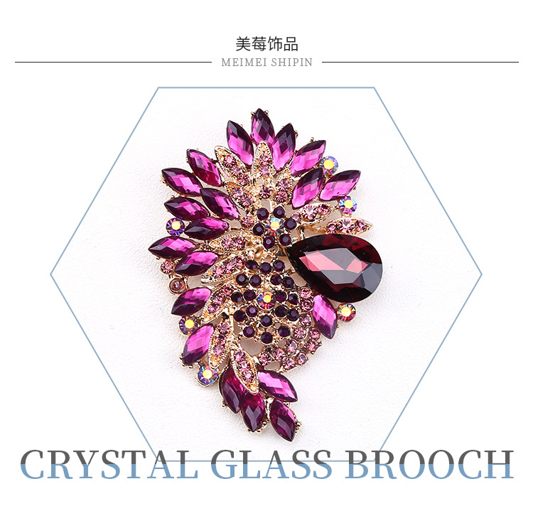 Africa's best-selling brooch color glass large glass brooch crystal glass brooch corsage clothing accessories Africa's best-selling brooch color glass large glass brooch crystal glass brooch corsage clothing accessories