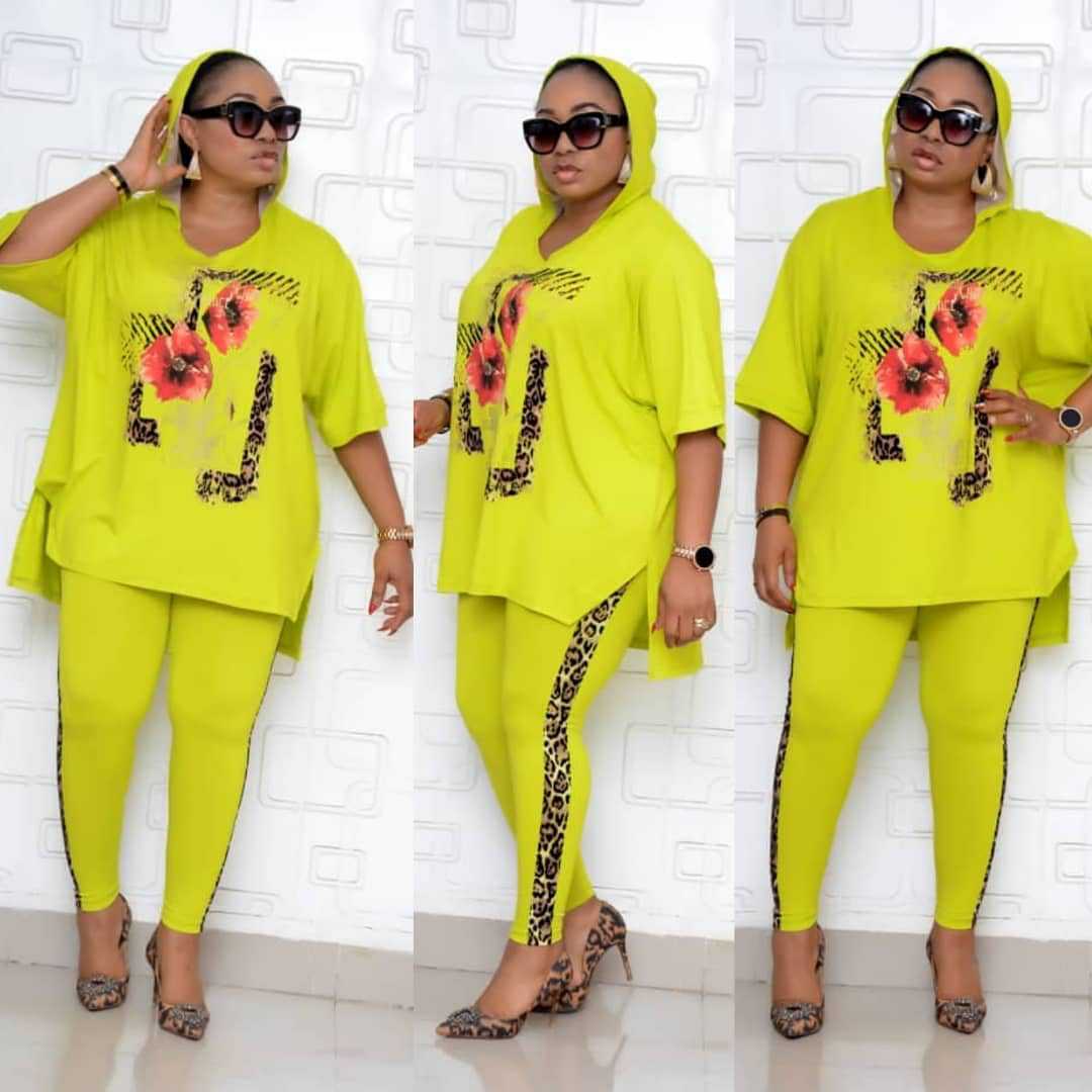 Africa Women&#039;s 2020 New Print hat T-shirt xl leisure suit trousers two-piece mother&#039;s suit