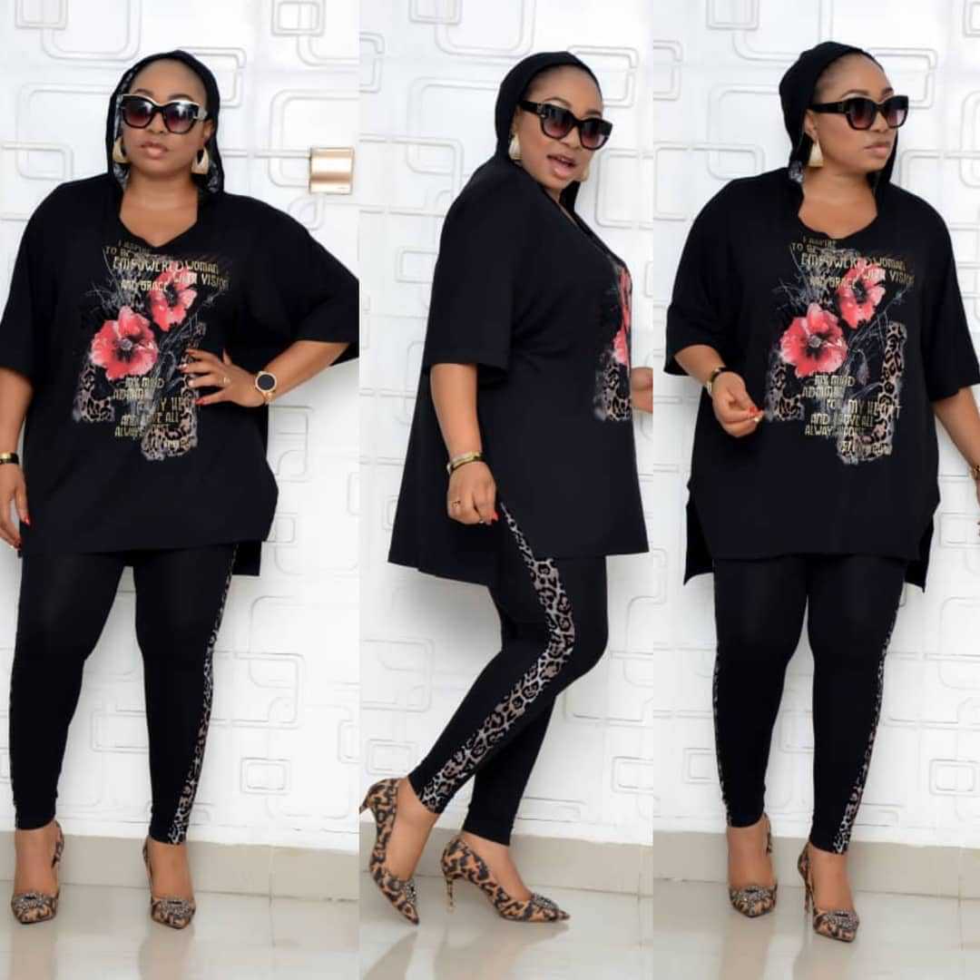 Africa Women&#039;s 2020 New Print hat T-shirt xl leisure suit trousers two-piece mother&#039;s suit