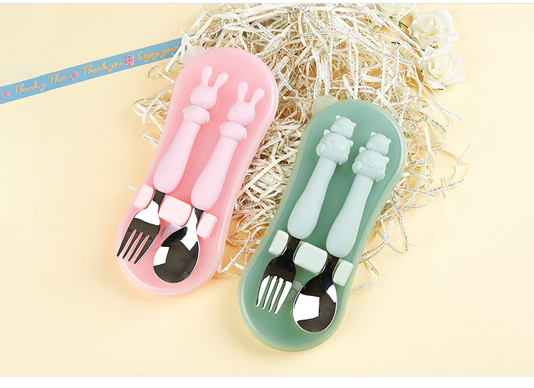 South Korea Imported Baby Training Fork Spoon Baby Food Supplement Children Tableware Stainless Steel Fork and Spoon Set South Korea Imported Baby Training Fork Spoon Baby Food Supplement Children Tableware Stainless Steel Fork and Spoon Set