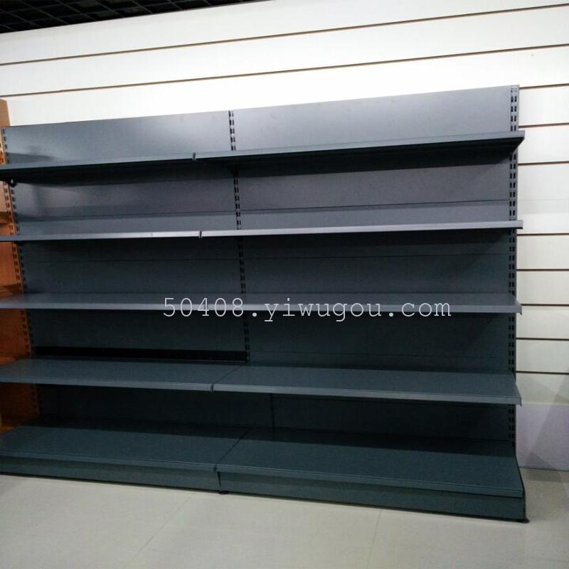 Deep grey deluxe single sided back board shelf imported food shelf shopping mall supermarket shelf