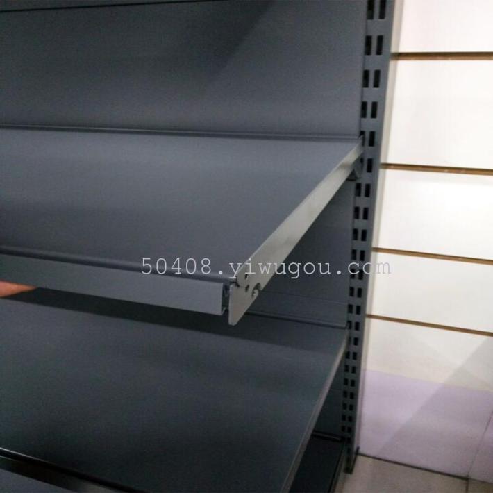 Deep grey deluxe single sided back board shelf imported food shelf shopping mall supermarket shelf
