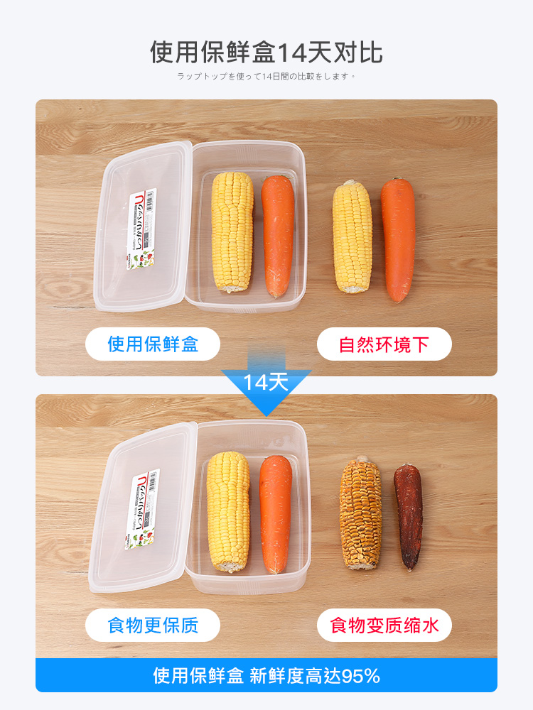 Japanese Imported Nakaya Refrigerator Storage Box Fruit Crisper Special Plastic Rectangular Frozen Food Seal
