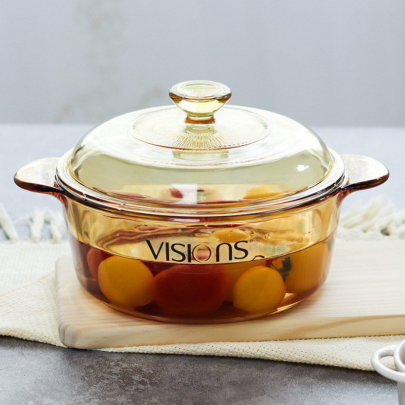 Imported Corning Crystal Transparent Glass Pot 225L Kitchen Household Soup Casserole Flat Food Supplement Stew Pot