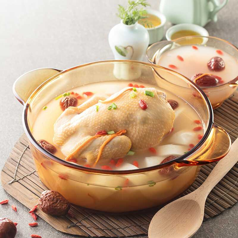 Imported Corning Crystal Transparent Glass Pot 325L Kitchen Household Soup Casserole Flat Food Supplement Stew Pot