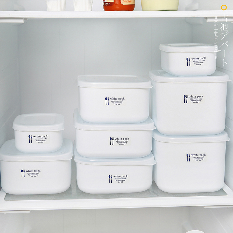NAKAYA fresh white pure white storage box with cover plastic refrigerator food box small lunch box imported from Japan