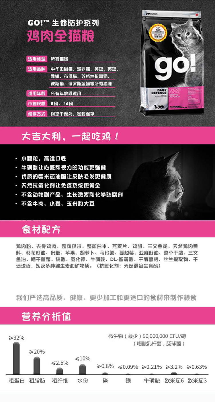 Canada Go Cat Food Nine Kinds of Meat Imported Chicken 3 Kinds of Fish into Cat Baby Cat Whole Cat Food 8 Pounds