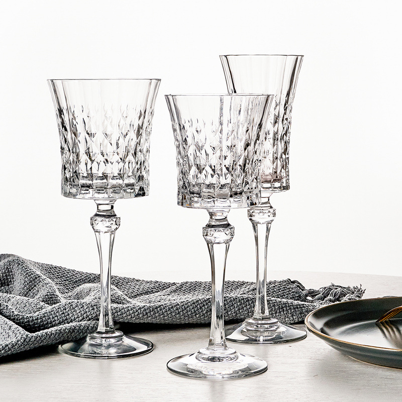 French Imported CDA Crystal Glass Diamonds Vintage Red Wine Glass Fans Champagne Glass Goblet Whiskey Shot Glass French Imported CDA Crystal Glass Diamonds Vintage Red Wine Glass Fans Champagne Glass Goblet Whiskey Shot Glass