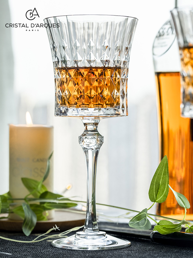 French Original Imported Bow and Arrow Fans CDA Crystal Red Wine Glass Goblet Champagne Glass French Crystal Glasses
