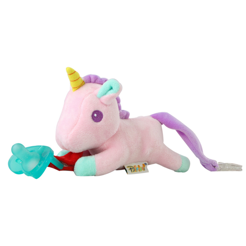 Baby Pacifier Hanging Detachable Woolen Stuffed Animal Unicorn Baby Toy in Stock Wholesale