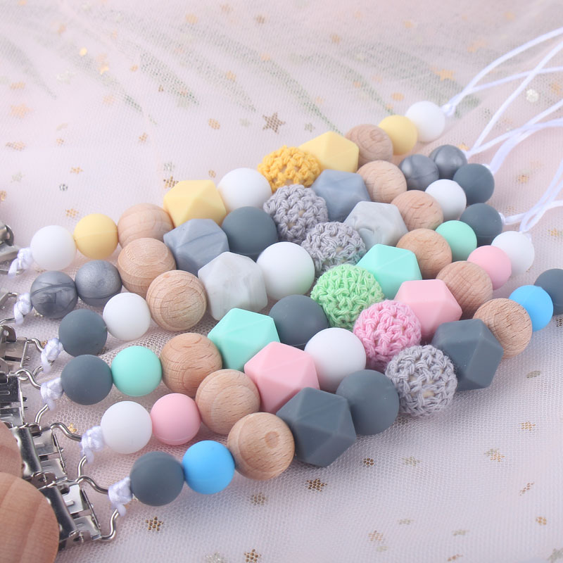 New Baby Silicone Pacifier Clip Baby Grinding Toys DropPreventing Chain Maternal and Child Supplies